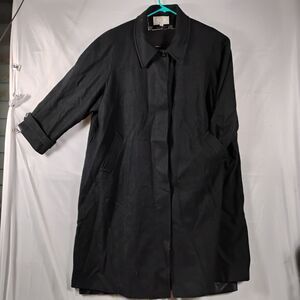 CBO New York Womens Lined Black Trench Coat Wool Jacket Size 48 Length 41 Chest